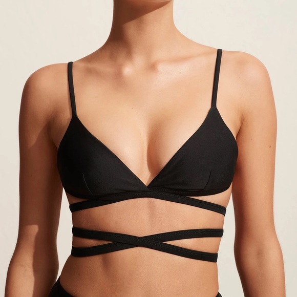 Matteau Black Wrap Triangle Bikini Top Sz. 1 - Picture 2 of 16